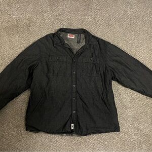 Wrangler Shirt Adult XL Sherpa Lined Fleece Flannel Button Chambray shacket